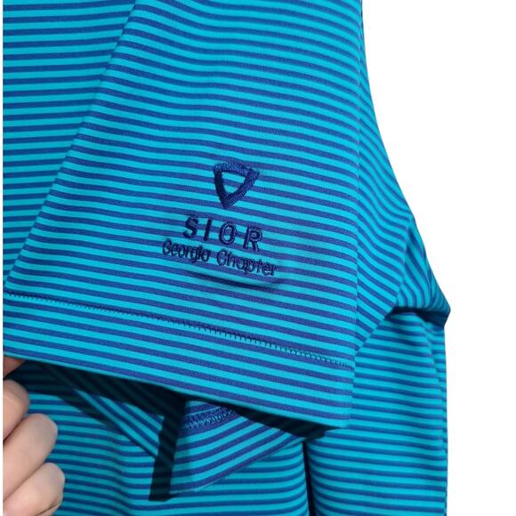 Peter Millar Summer Comfort Blue Purple Striped Polo Shirt XXL NWT - Picture 4 of 5